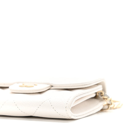 Chanel Caviar Quilted Flap Card Holder On Chain White 10 of 11