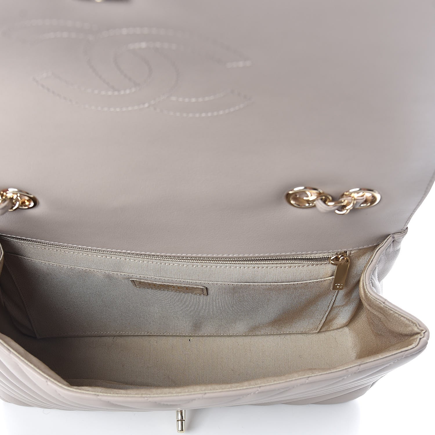 Chanel Calfskin Chevron Quilted Medium Statement Flap Grey 5 of 9