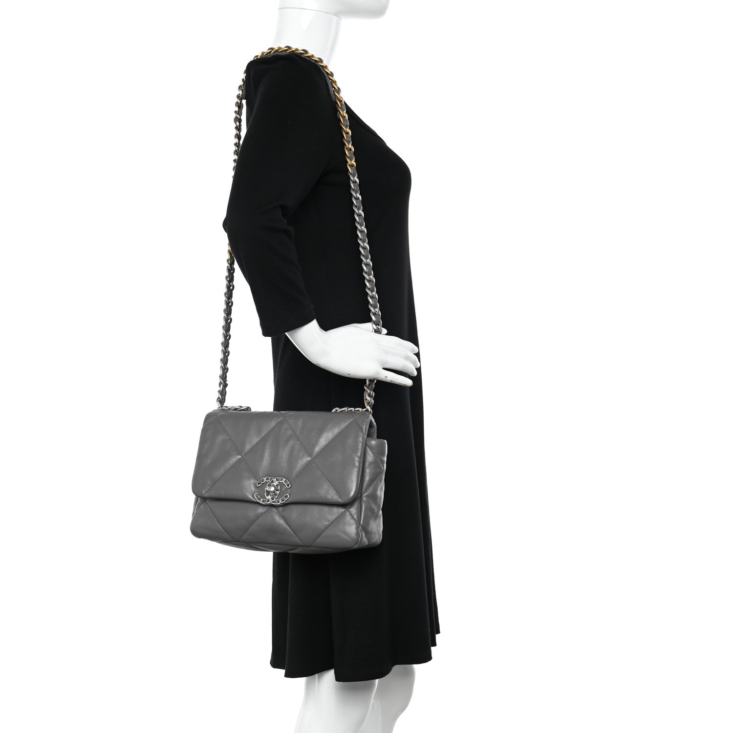 Chanel Lambskin Quilted Medium Chanel 19 Flap Dark Grey 2 of 10