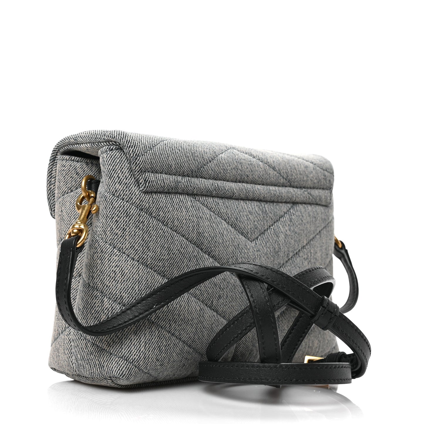 Denim Y Quilted Monogram Toy Loulou Crossbody Bag Grey