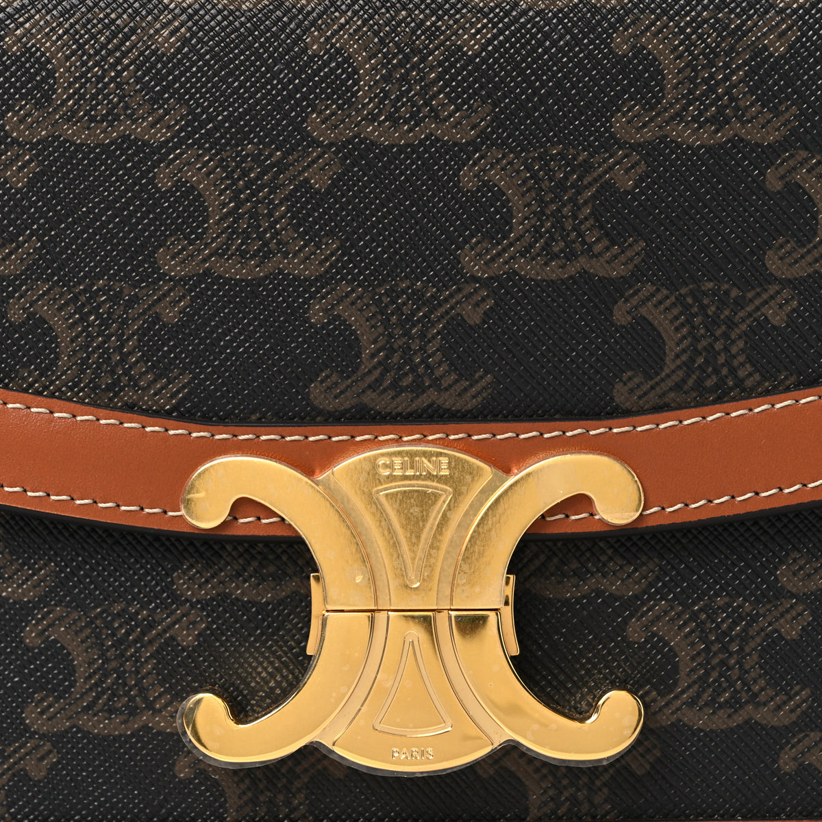 Calfskin Triomphe Canvas Teen Triomphe Bag Tan