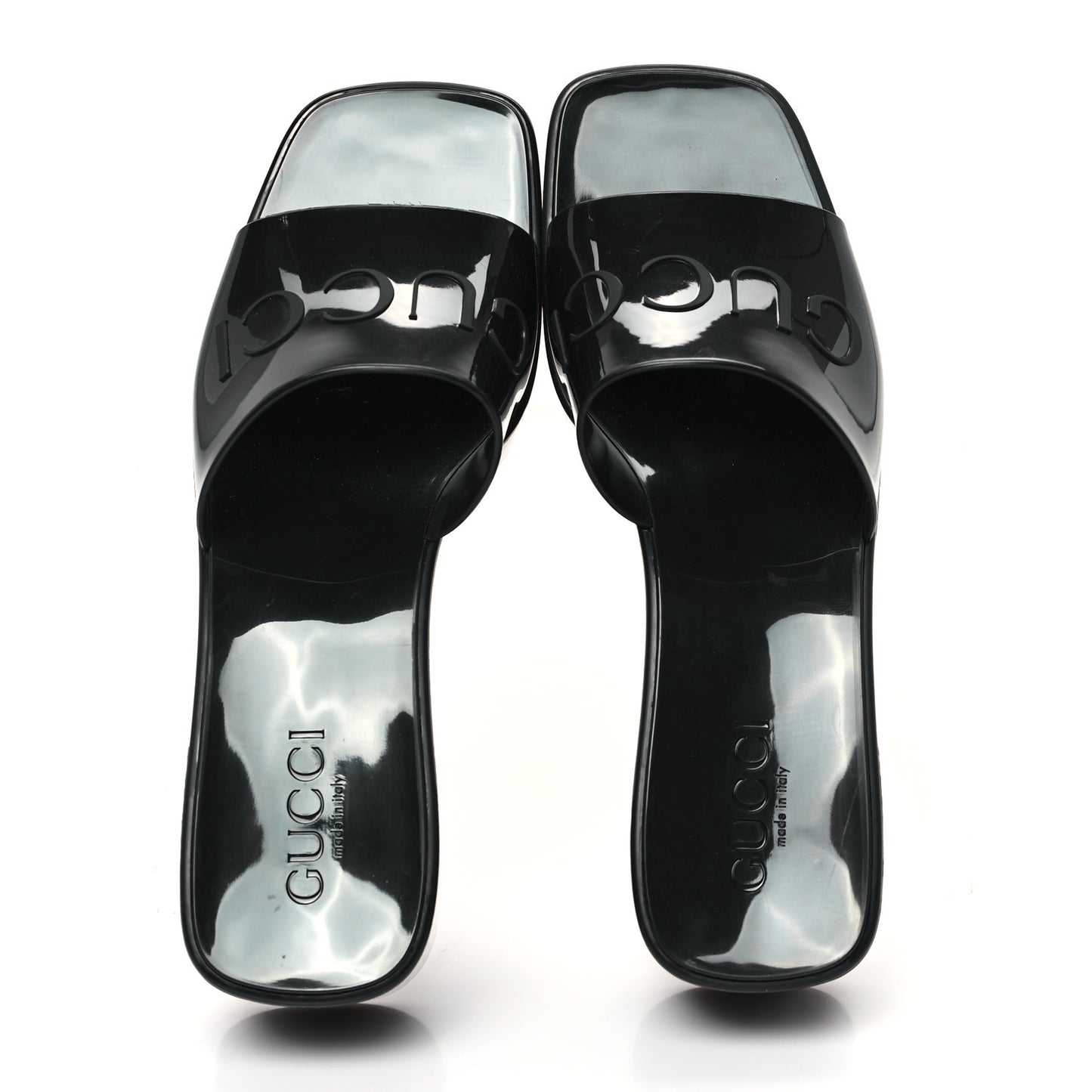 Rubber Gucci Logo Womens Platform 20/60mm Slide Sandals 38 Black