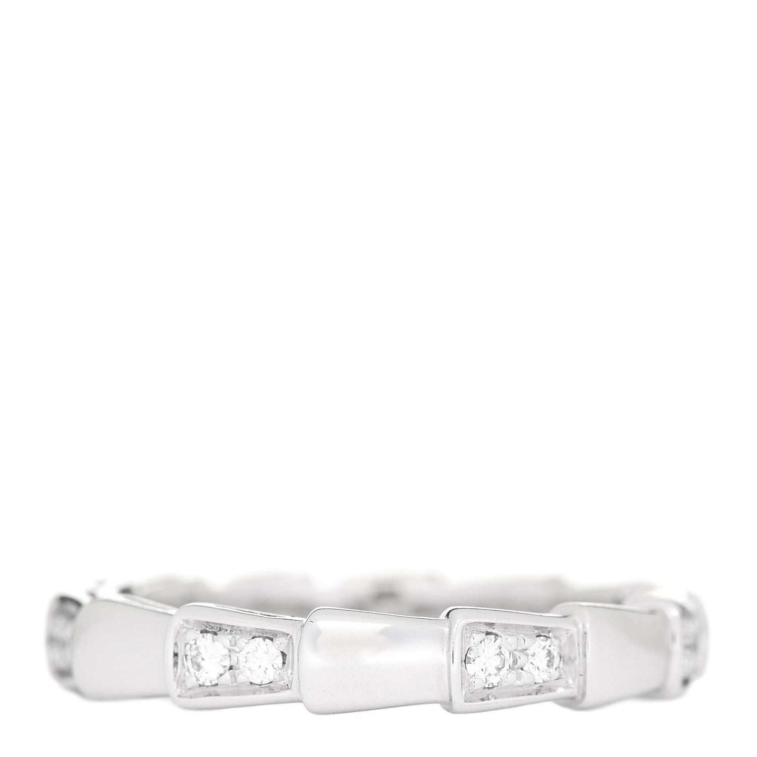 Bulgari 18K White Gold Diamond Serpenti Viper Band Ring 55 7.25 1 of 7