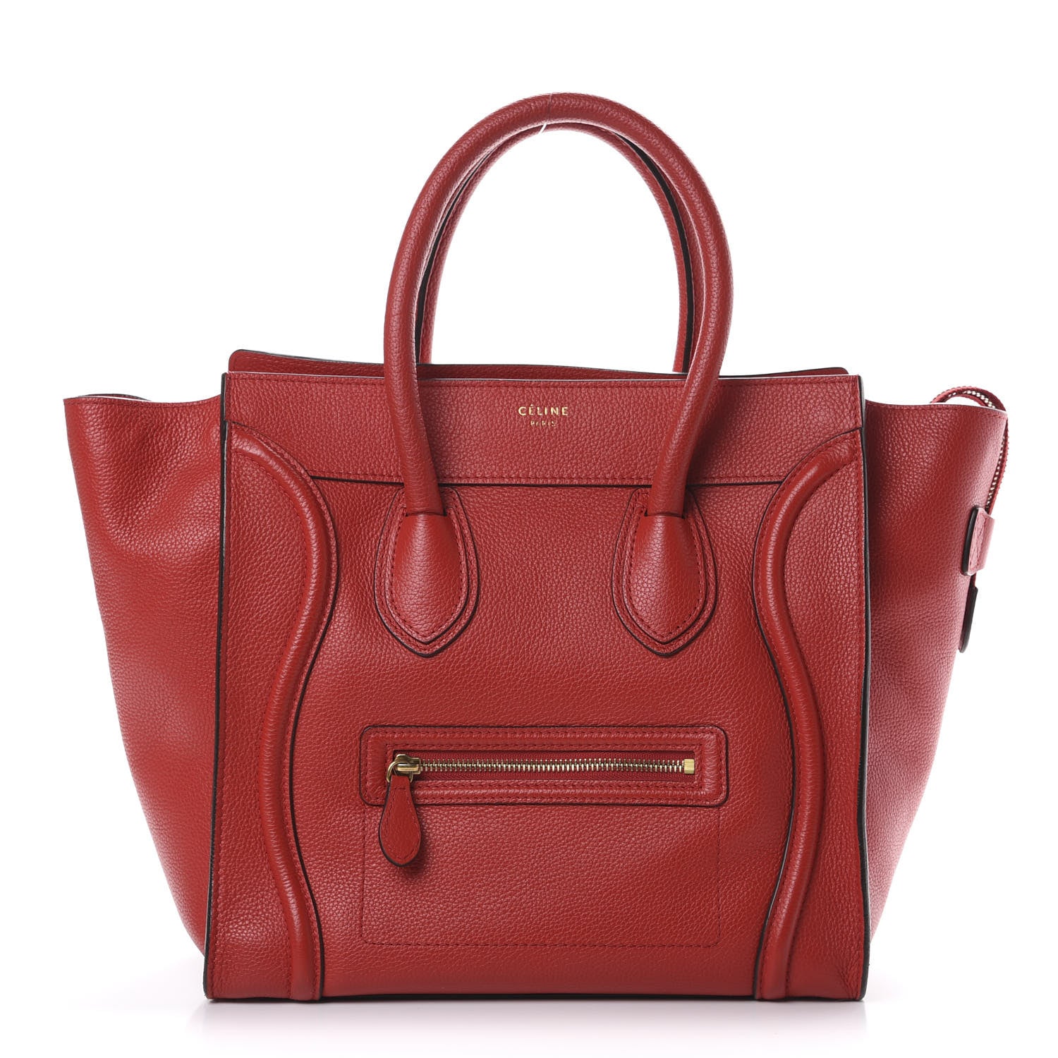Celine Drummed Calfskin Mini Luggage Coquelicot 1 of 14