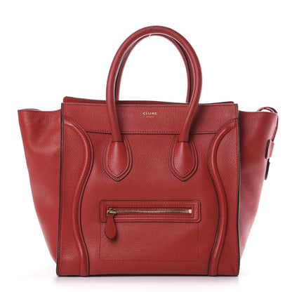 Celine Drummed Calfskin Mini Luggage Coquelicot 1 of 14