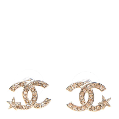 Chanel Crystal CC Starfall Earrings Gold 1 of 5