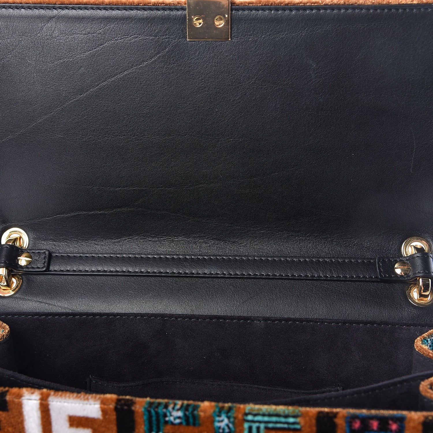 Fendi Velvet Vitello Dolce Fun Fair Kan I Shoulder Bag Tobacco Multicolor Black 8 of 12