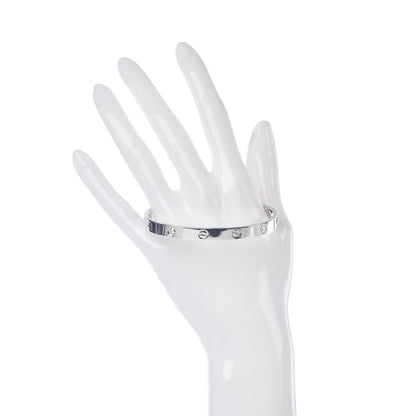 Cartier 18K White Gold 4 Diamond LOVE Bracelet 19 2 of 7