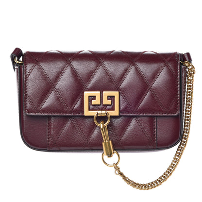 Givenchy Goatskin Quilted GV3 Mini Pocket Convertible Bag Aubergine 1 of 11