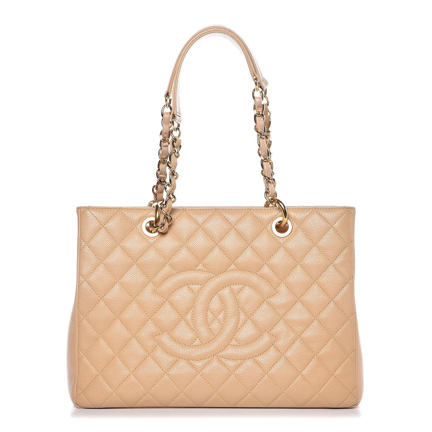 Caviar Quilted Grand Shopping Tote GST Beige Clair