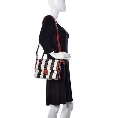 Valentino Garavani Nappa Striped Medium Candystud Top Handle Bag White Black 2 of 14