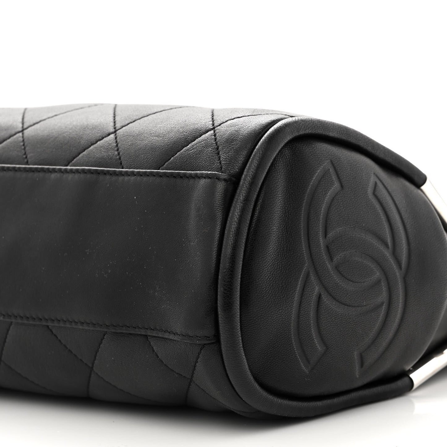 Lambskin Stitched Medium Ultimate Soft Tote Black