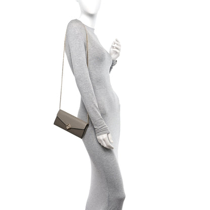 Fendi Vitello King Cruise FF Diamonds Continental Envelope Wallet On Chain Truffle Dove 2 of 10