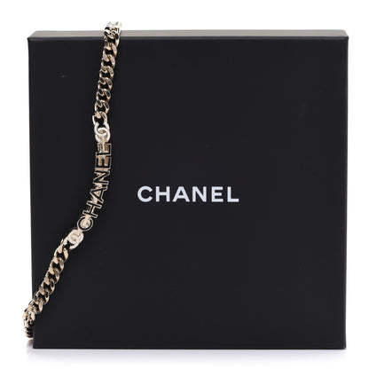Chanel Enamel Metal Logo Choker Necklace Gold White Black 5 of 5