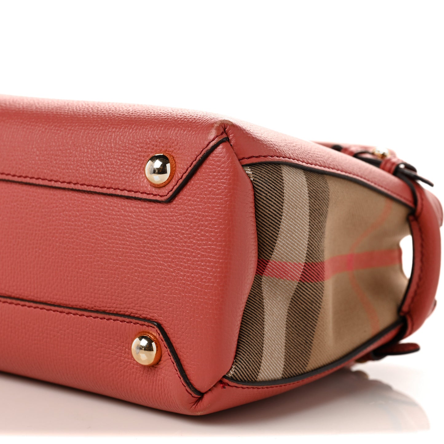 Derby Calfskin House Check Small Banner Tote Cinnamon Red