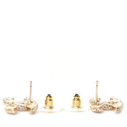 Chanel Crystal Timeless CC Earrings Light Gold 3 of 4