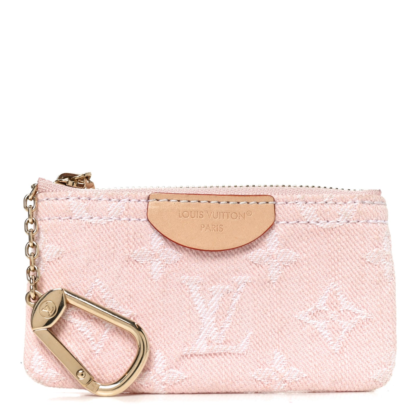 Monogram Denim Key Pouch Washed Pink