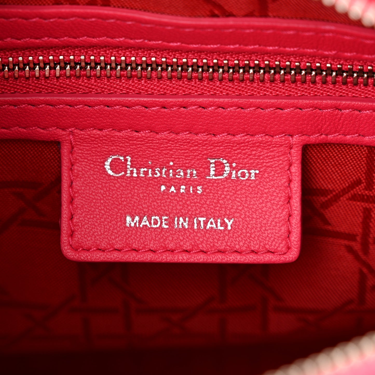 CHRISTIAN DIOR Lambskin Cannage Medium Lady Dior Pink