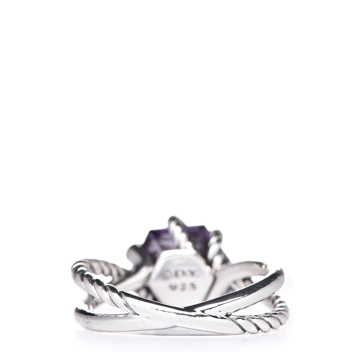 Sterling Silver Diamond Amethyst 10mm Cable Wrap Ring 55 7.25