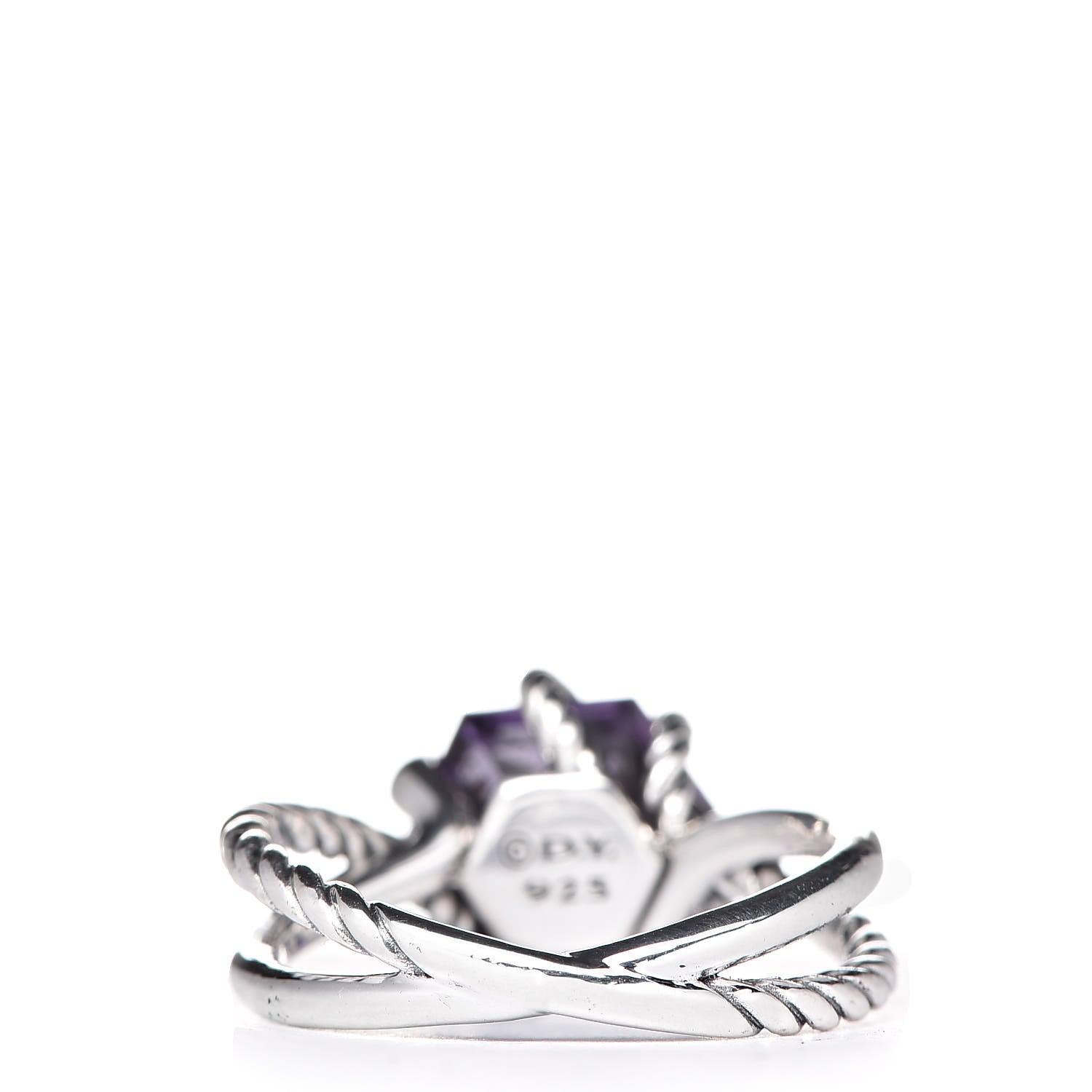 David Yurman Sterling Silver Diamond Amethyst 10mm Cable Wrap Ring 55 7.25 3 of 4