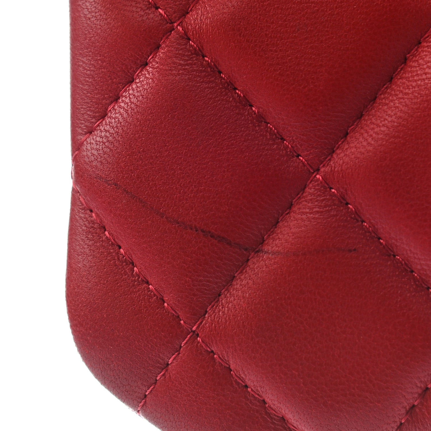 Chanel Lambskin Quilted Medium Cosmetic Case Red 8 of 8