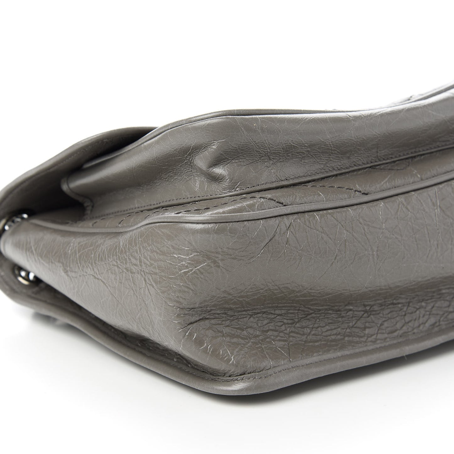 Crinkled Calfskin Matelasse Monogram Medium Niki Chain Satchel Fog