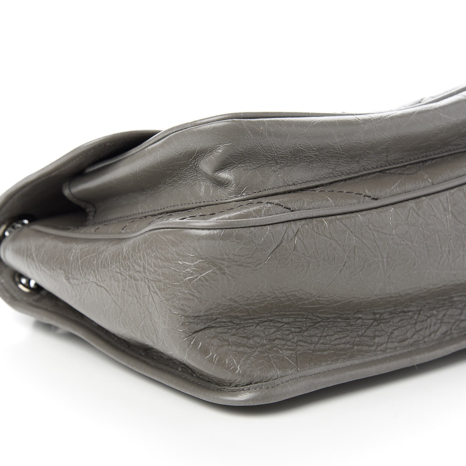 Saint Laurent Crinkled Calfskin Matelasse Monogram Medium Niki Chain Satchel Fog 6 of 10