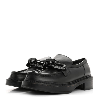 Louis Vuitton Calfskin Oversized Chain Academy Loafers 37.5 Black 4 of 13