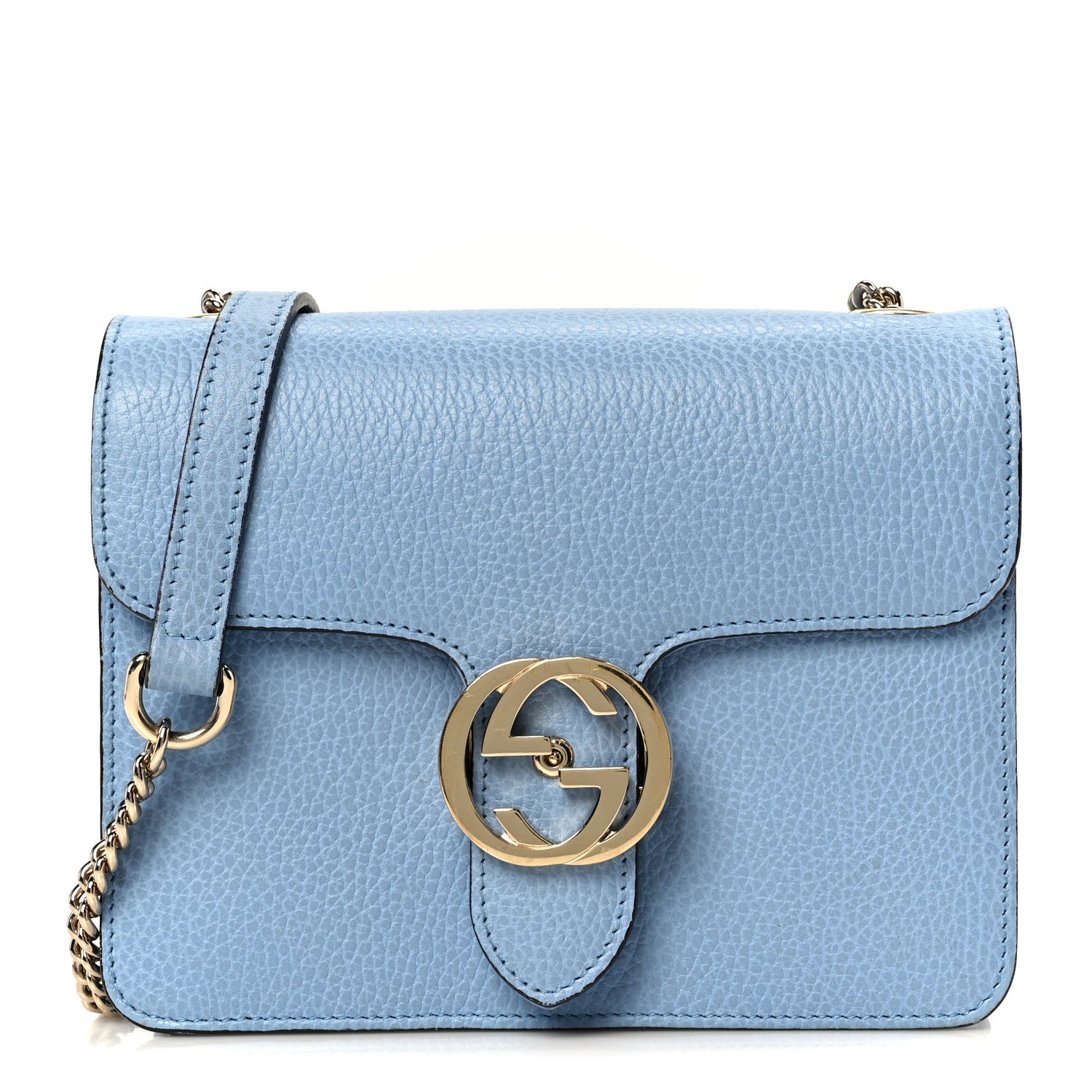 Gucci Dollar Calfskin Small Interlocking G Shoulder Bag Mineral Blue 1 of 10