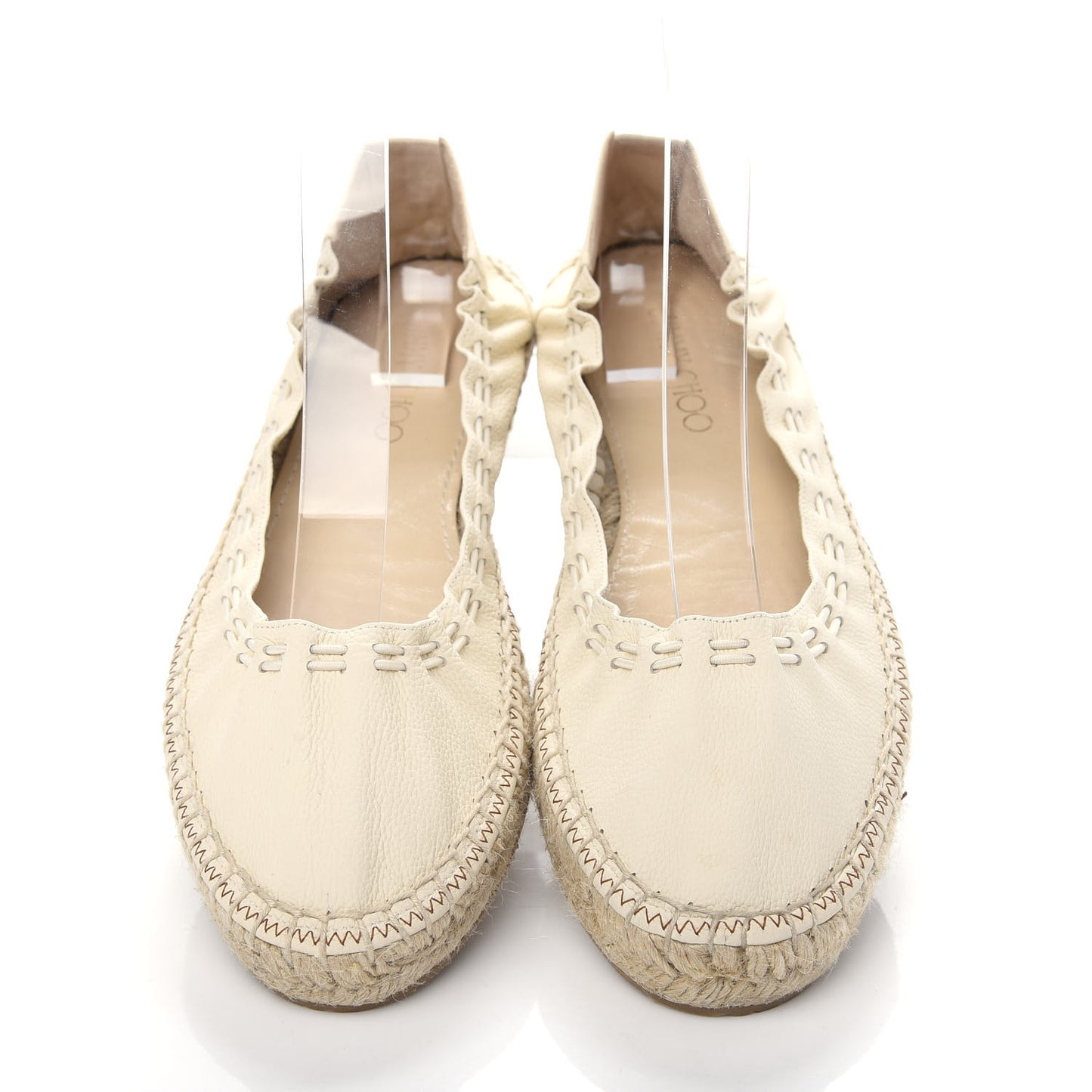 Calfskin Stretch Deena Espadrille Ballerina Flats 39.5 Latte