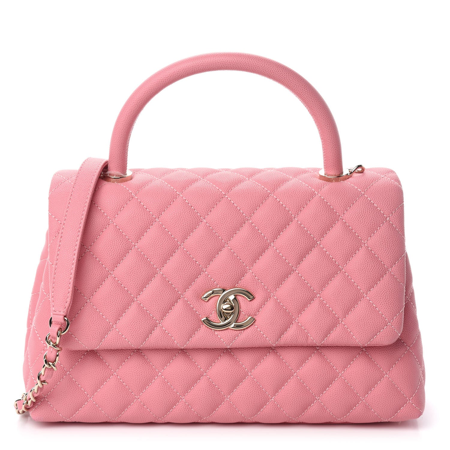Chanel Caviar Quilted Small Coco Handle Flap Pink 1 of 11