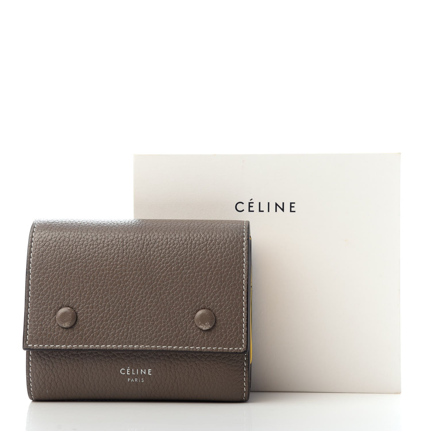 Celine Drummed Calfskin Small Multifunction Folded Wallet Souris 7 of 7