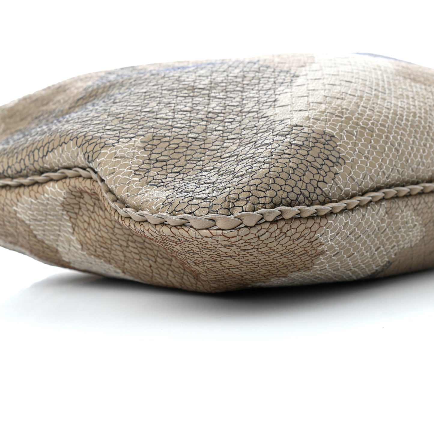 Nappa Intrecciato Camo Embroidered Maxi Veneta Hobo Taupe