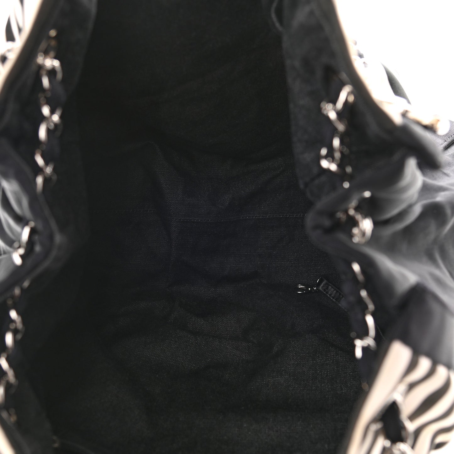 Striped Canvas CC Shopping Tote Black White