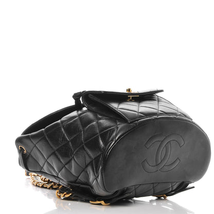 Chanel Lambskin Quilted Drawstring Backpack Black 4 of 12