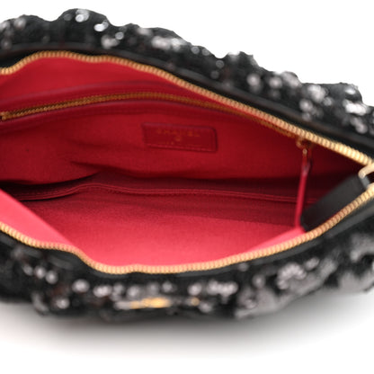 Chanel Sequins Quilted Large Chanel 19 Pouch Black 5 of 9