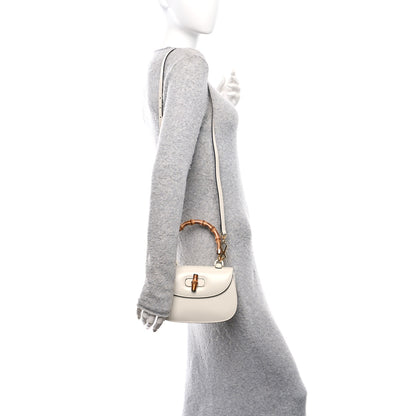 Gucci Boarded Dyana Lux Calfskin Web Small Bamboo 1947 Top Handle Bag Mystic White 2 of 11