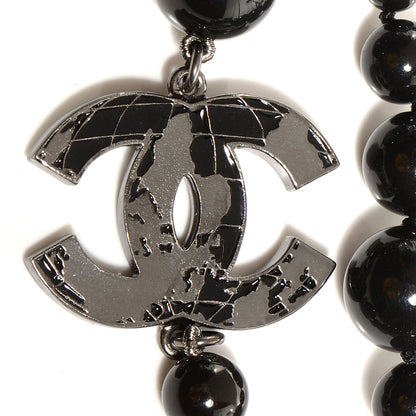Chanel Glass Bead CC Map Necklace Ruthenium Black 3 of 6