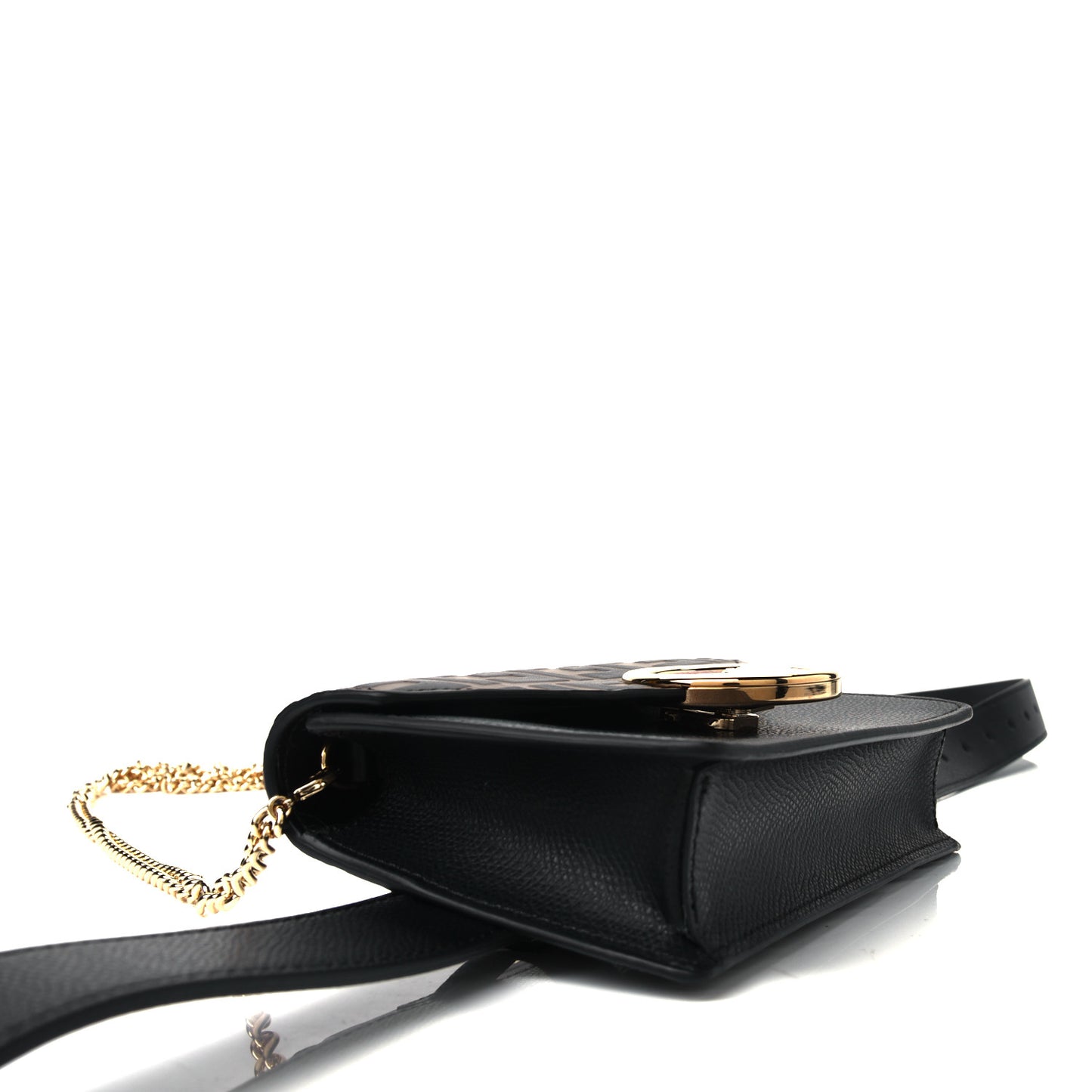 Vitello Cruise F is Fendi Bi-Color FF 1974 Embossed Envelope Belt Bag Maya Black