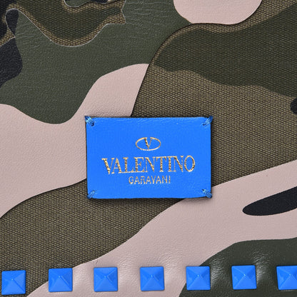 Valentino Garavani Nappa Canvas Camouflage Rockstud Wristlet Clutch Green Blue Fluo 9 of 10