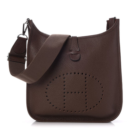 Hermes Taurillon Clemence Evelyne III PM Chocolate 1 of 8
