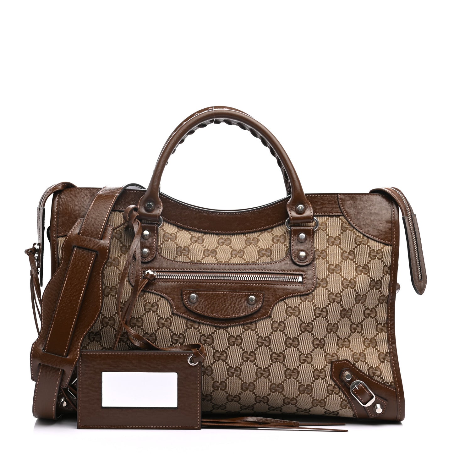 X GUCCI GG Monogram Azalea Calfskin Neo Classic Silver Hardware Medium City Beige Ebony Brown Sugar