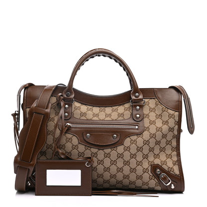 Balenciaga X GUCCI GG Monogram Azalea Calfskin Neo Classic Silver Hardware Medium City Beige Ebony Brown Sugar 1 of 10