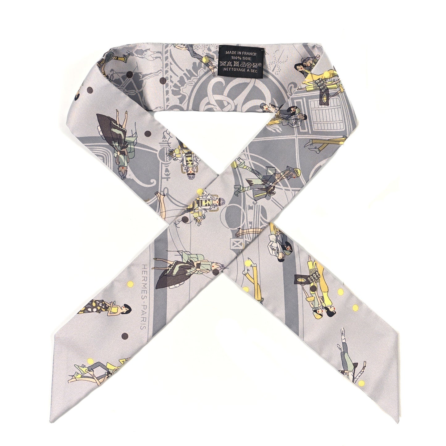 Silk Ex-Libris Les Parisiennes Twilly Gris Perle Jaune