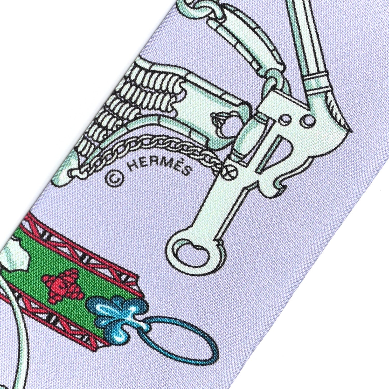 Hermes Silk Mors Et Gourmettes Remix Twilly Parme Vert Mauve 3 of 4