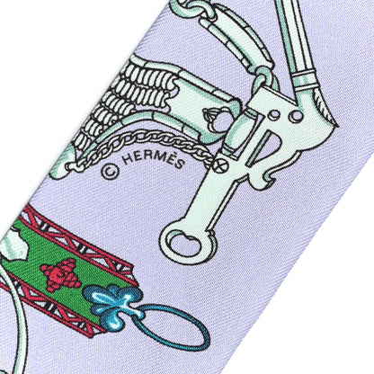 Hermes Silk Mors Et Gourmettes Remix Twilly Parme Vert Mauve 3 of 4