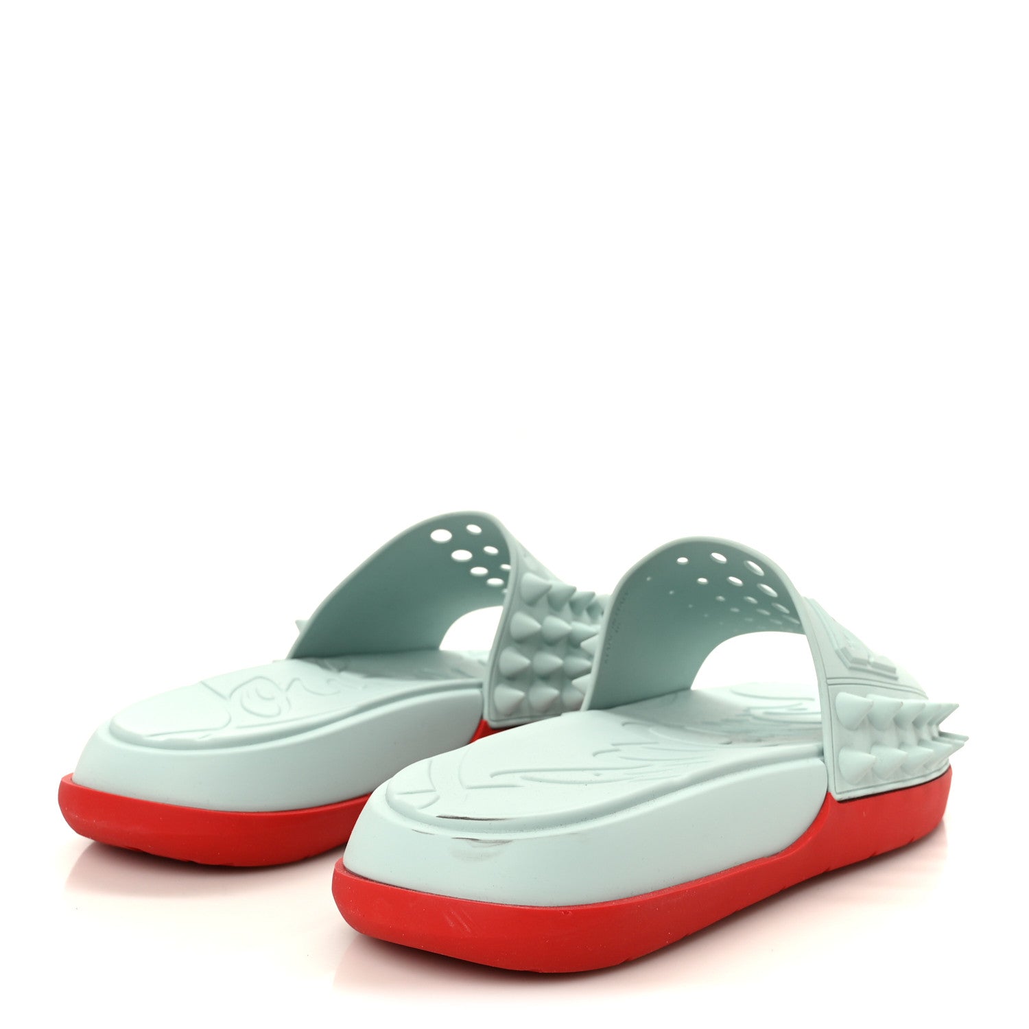 Christian Louboutin Rubber Take It Easy Flat Slide Sandals 46 Iceberg 5 of 11