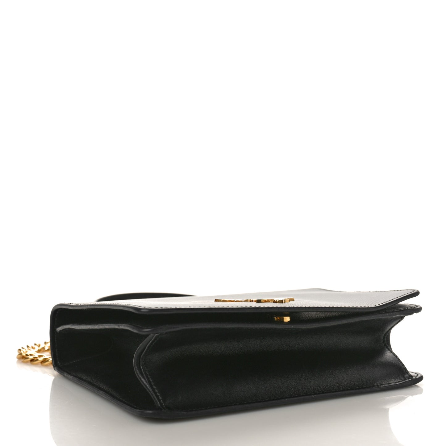 Saffiano Soft Calfskin Chain Crossbody Bag Black