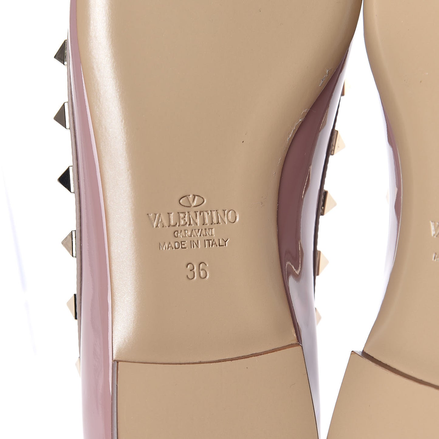Patent Rockstud Ballerina Flats 36 Lipstick Poudre