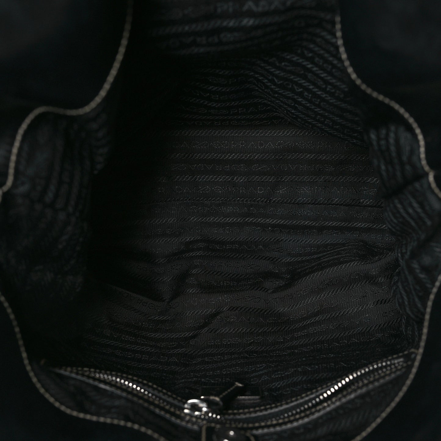 Tessuto Nylon Calfskin Hobo Black